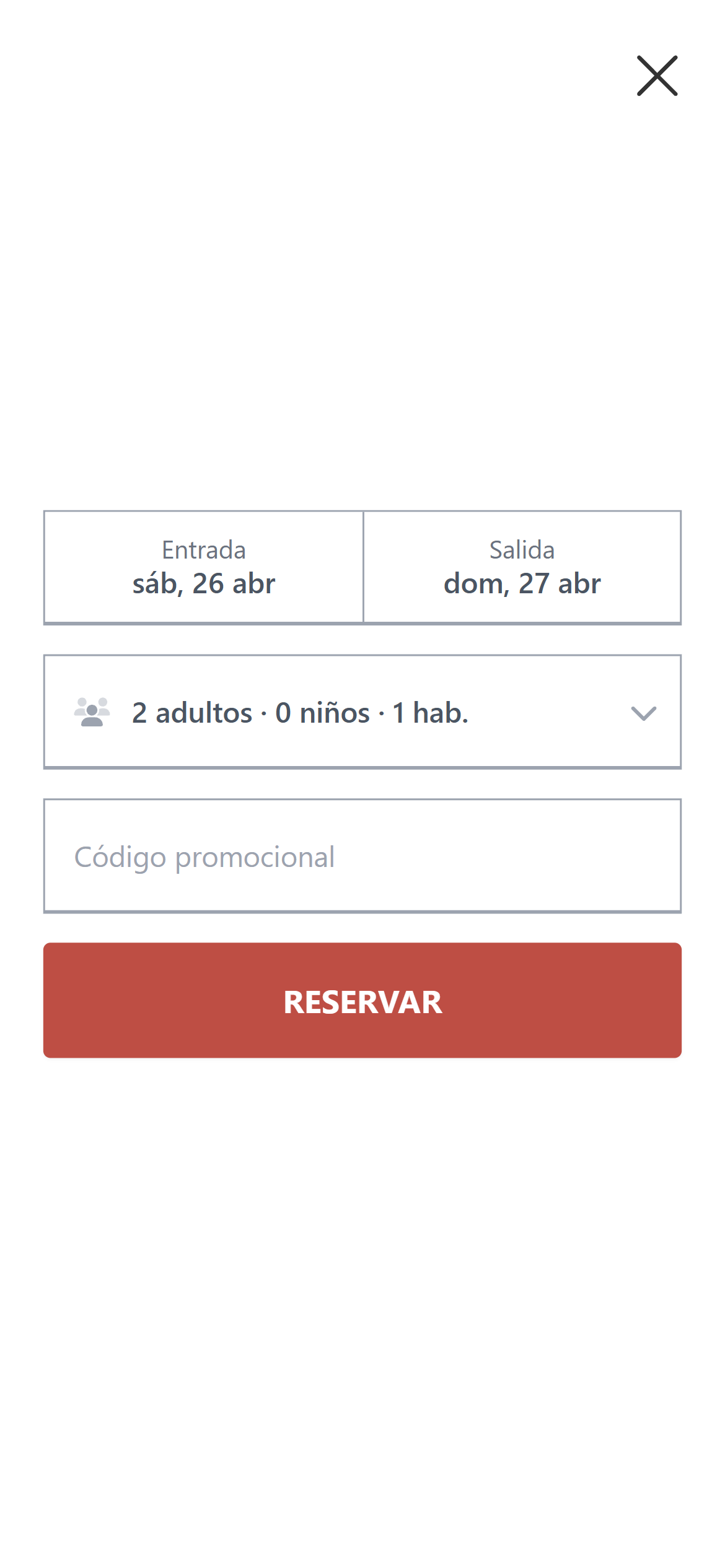 Widget de reservas móvil